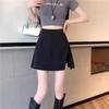 Slimming High-Waisted Black Midi Skirt with Slit for Summer 2025