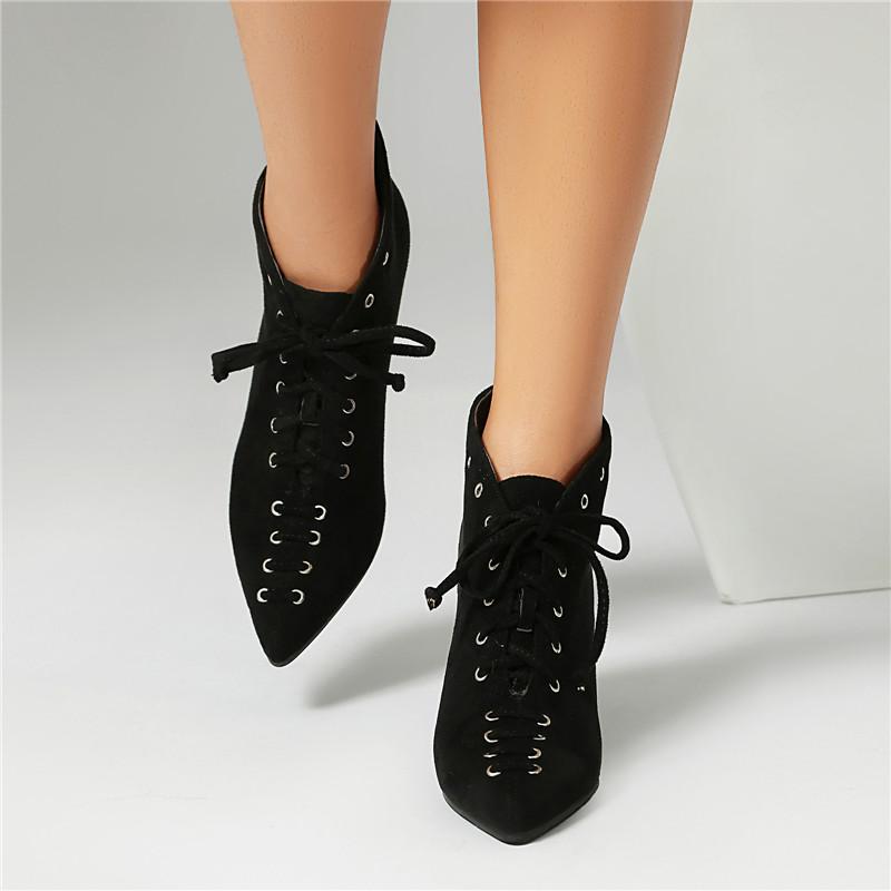 Women's High-heeled Short Boots Autumn and Winter New Thick-heeled Large-size Splicing Casual Versatile Short Boots