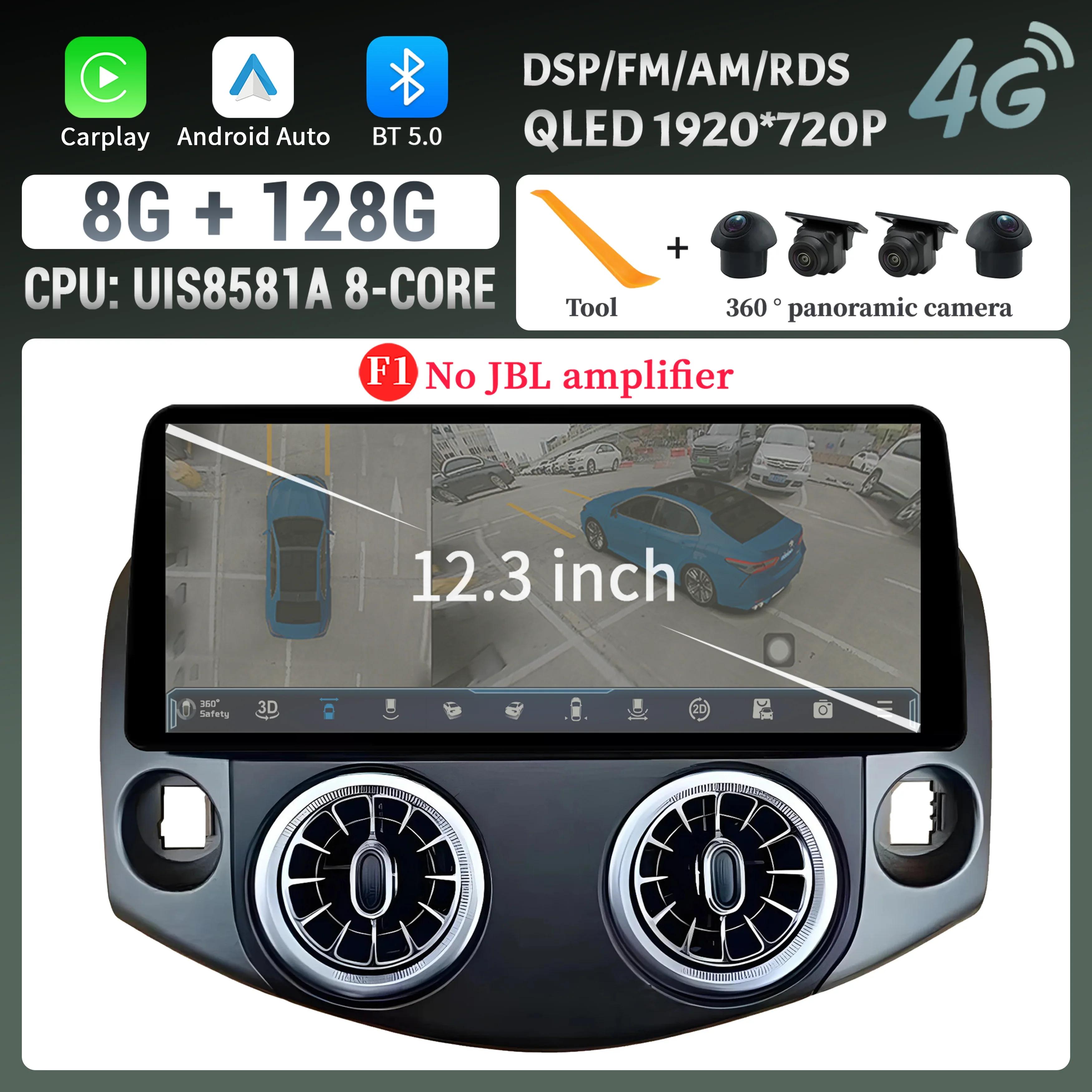 

Автомагнітола Мультимедіа 12.3 дюйма GPS Для Toyota RAV4 2007-2011 Навігація Бездротовий BT CarPlay Android 14 Стерео Сенсорний екран CHINA