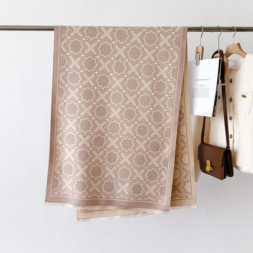 Autumn And Winter Retro Style Warm Scarf Shawl Classic Landscape Letter Printing Decorative Scarf Imitation Cashmere Large Shawl