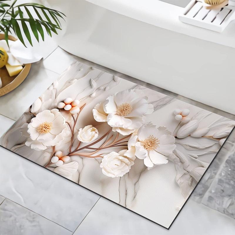 3D Visual Flower Diatom Mud Floor Mat Bathroom Floor Mat Entrance Door Mat Bathroom Absorbent Foot Mat