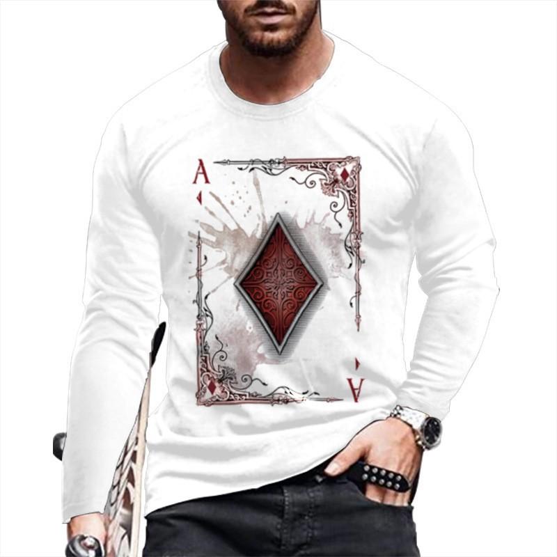 Men's Spring Long Sleeved T-shirt Fashion 3D Digital Printing LOGO Street Trendy Top T-Shirts Men’s