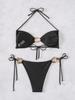 Sexy Bikini Bra Set, Split Solid Color Swimsuit, Gathering Split Swimsuit, Pure Desire Swimsuit