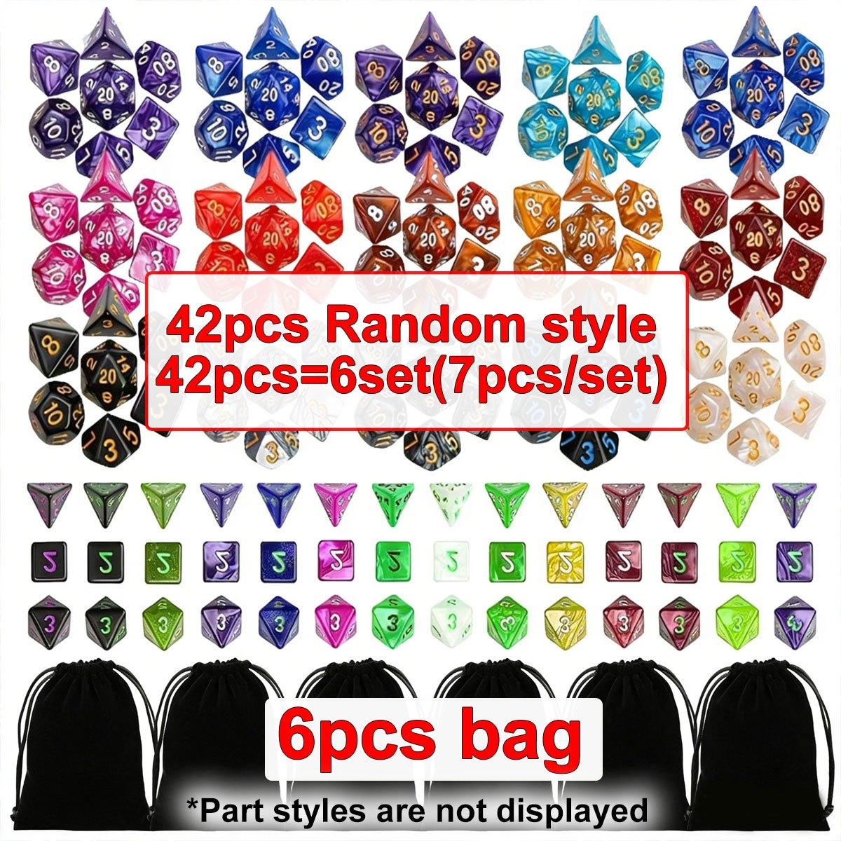 

42Pcs Polyhedral DND Dice Set with Black Drawstring Pouch Color-Coded Faces RPG D&D Tabletop Game ZSY