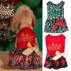 European and American Hot-Selling Bow Ribbon Cat Clothes Christmas Print Teddy Dress Dog Dress Pet Princess Dress