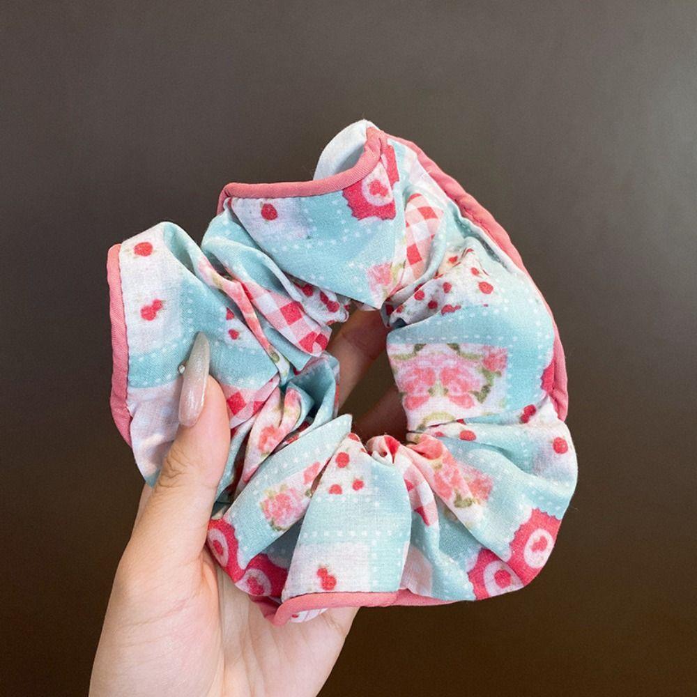 

New 8 Color Large Lace Hair Loop Luxury Korean Ruffle Design Hair Accessory No Harm Elastic Ponytail Holder For Women Girl