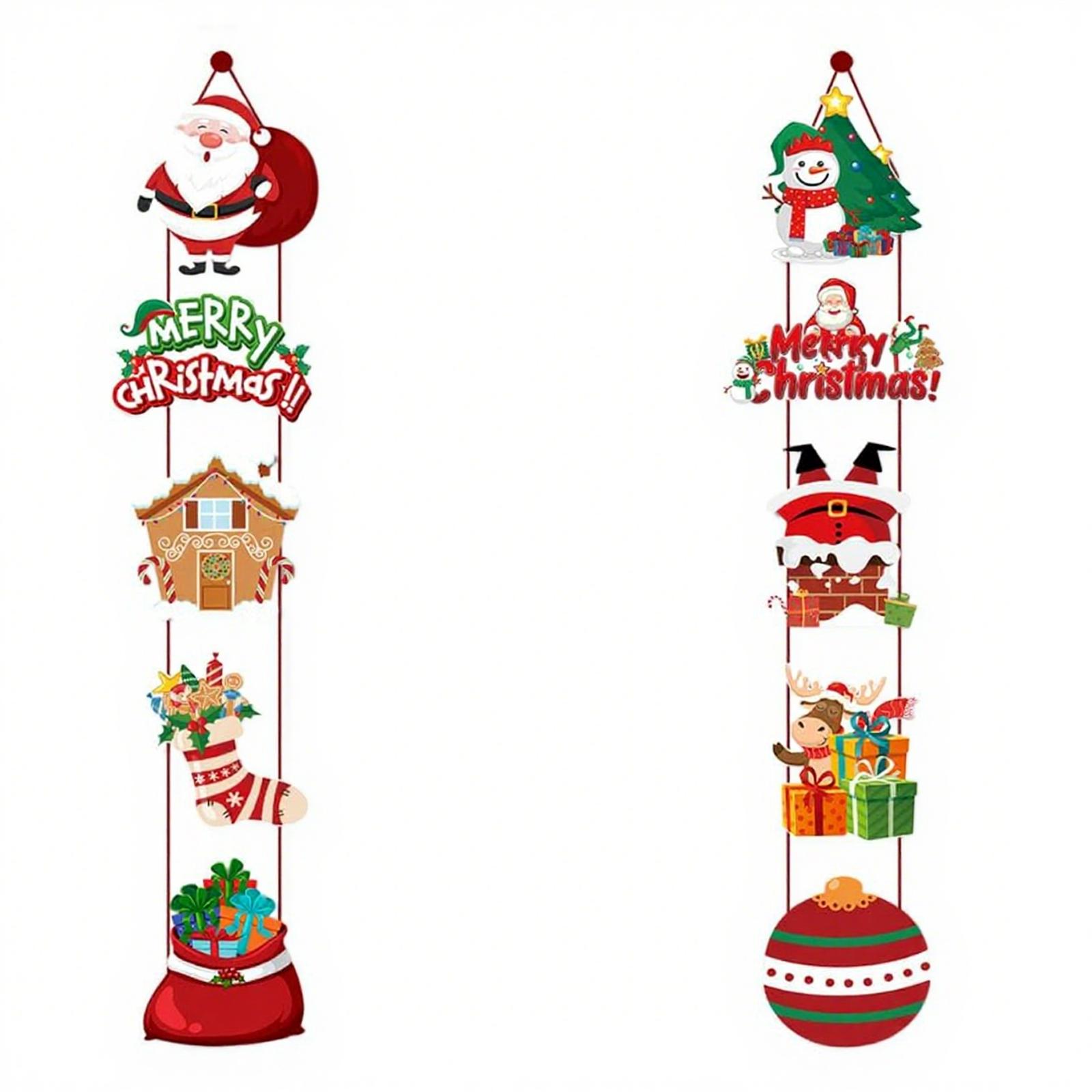 

Merry Christmas Banner With , Snowman & Elk Couplets - Indoor/Outdoor Xmas Decor For Garage Door, Porch Hanging Banners & Party Supplies One Size