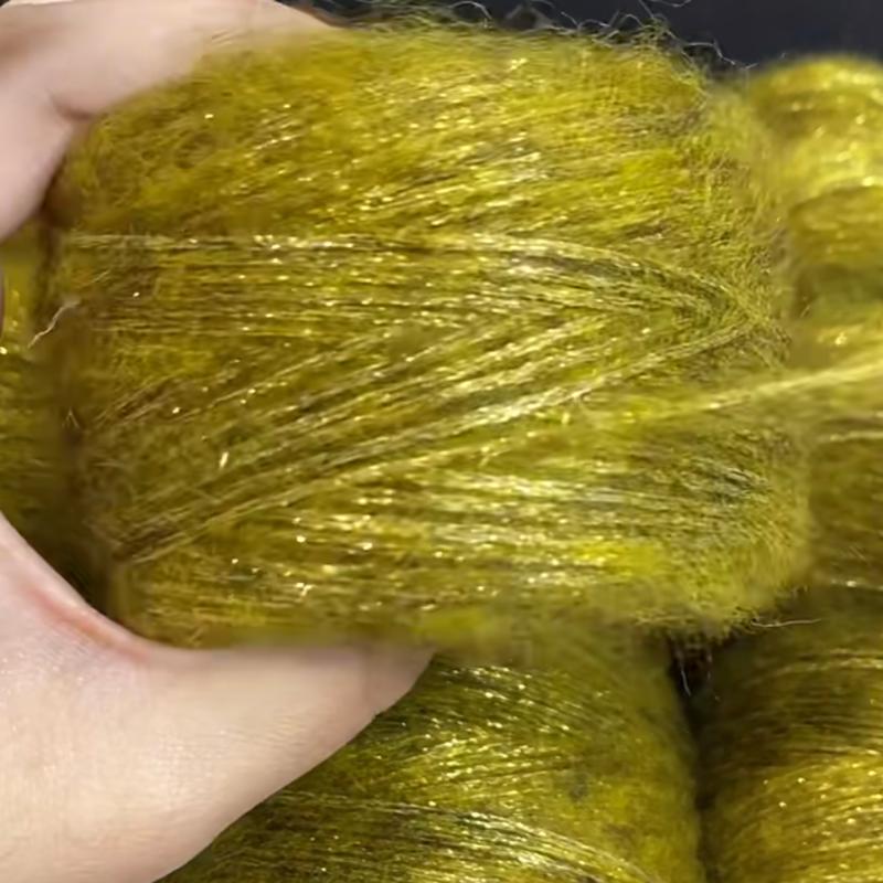 Blue Tear Spray Mohair Yarn: Gold-Thread Starry Sky Series for Chunky Knit Scarves