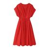 Vintage Women Dresses Fashion Single Breasted Sashes Draped V Neck Sleeveless Solid Ladies Dresses