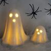 2Pcs LED Lighted Ceramics Specters Ghostly Figurine Sculpture Creative Table Centerpieces Glowing Lamp Halloween Decors