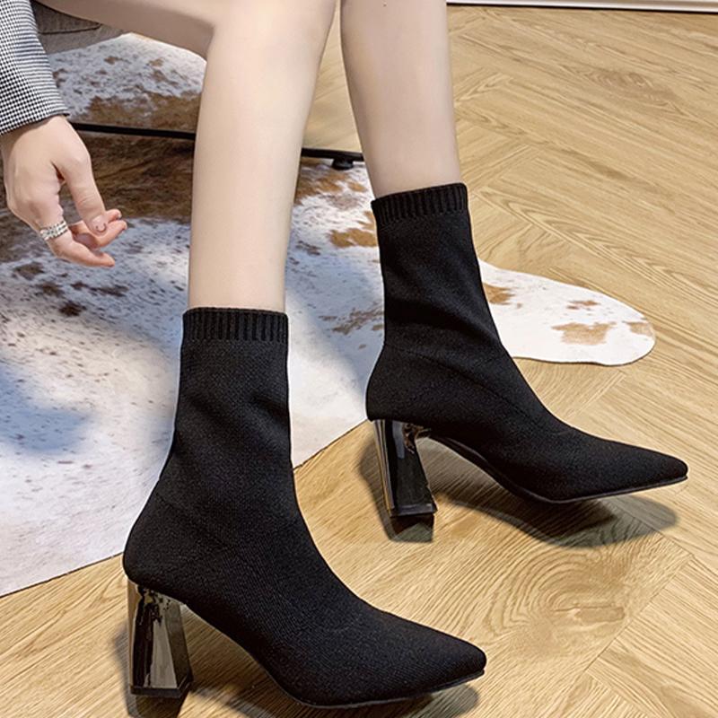High Heels Women Pointed Toe Ankle Boots Winter Designer Party Shoes Women 2024 Trend Dress Shoes Pumps Elegant Mujer Snow Botas