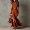 European High-Quality Suede Stand Collar Zipper Dress - New Fashionable & Elegant 2026 Collection