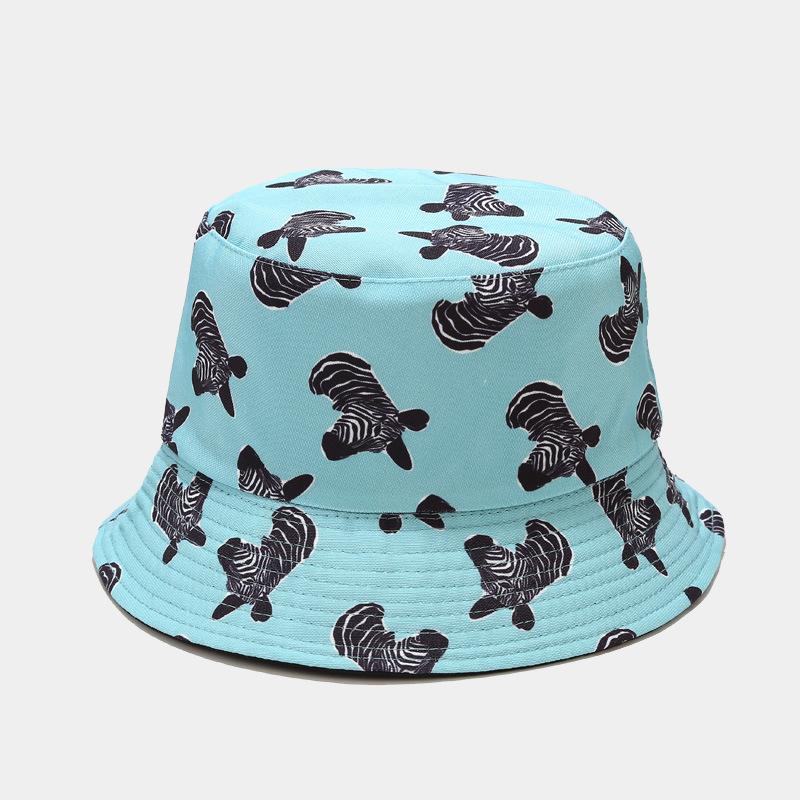 Hats men and women spring and summer new cartoon animal pattern double-sided basin hat outdoor travel sunscreen sunshade bucket hat