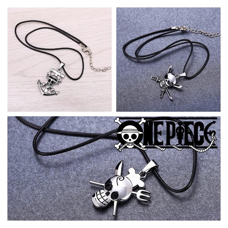 One Piece Anime Roronoa Zoro Skull Necklace For Youth, Black Rope Chain Design