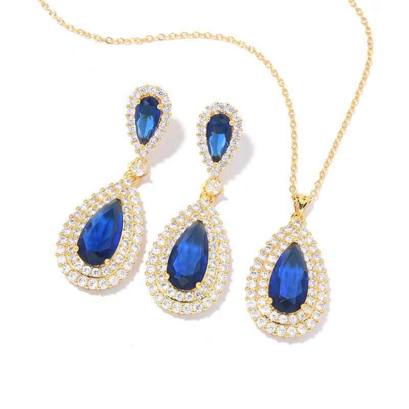 Fashion Exaggerated Diamond-Set Large Water Drop Earrings Necklace Women'S Luxury Dinner Zircon Jewelry Atmospheric Jewelry Two-Piece Set