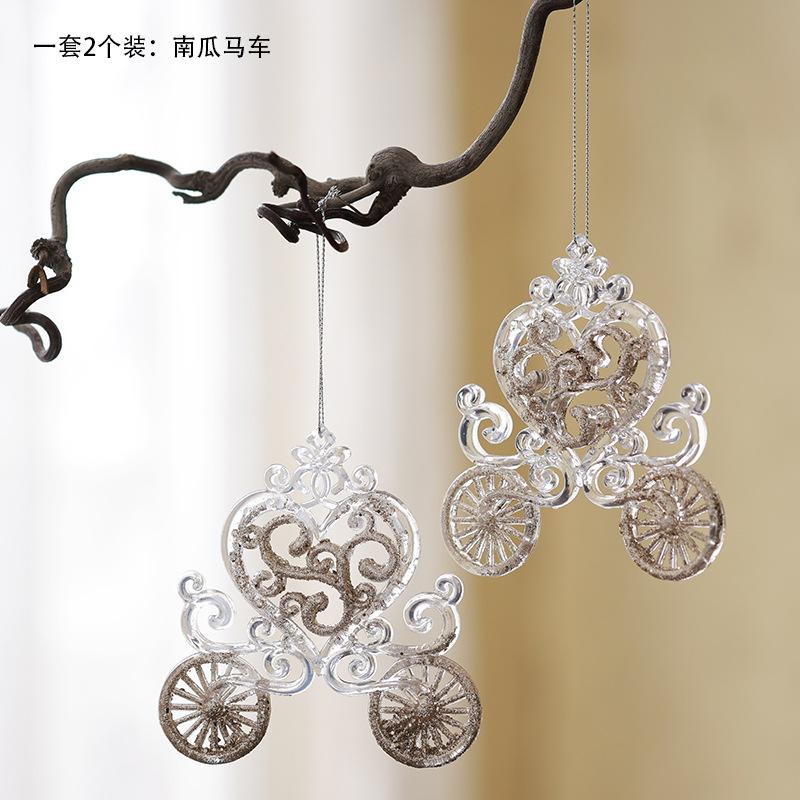 Modern Acrylic Christmas Tree Ornaments Bells Pumpkin Carriage Carousel Ballerina Minimalist Luxury Decor