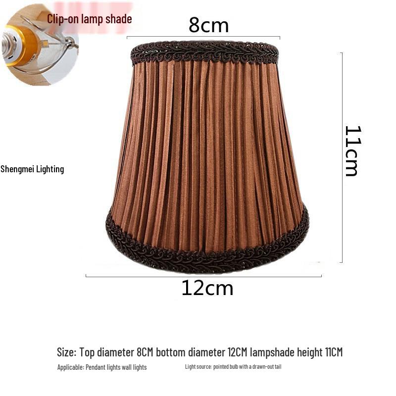 European Crystal Chandelier Fabric Lampshade, Clip-On, E27 Large Base, E14 Candle Bulb, Wall Light Shell Shade