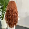 AIMEYA Ingwer Orange Spitze Front Perücke 13x4 Lang Locker Lockig Synthetisches Haar Perücken für Frauen Hitzebeständig Tägliche Nutzung Cosplay Party