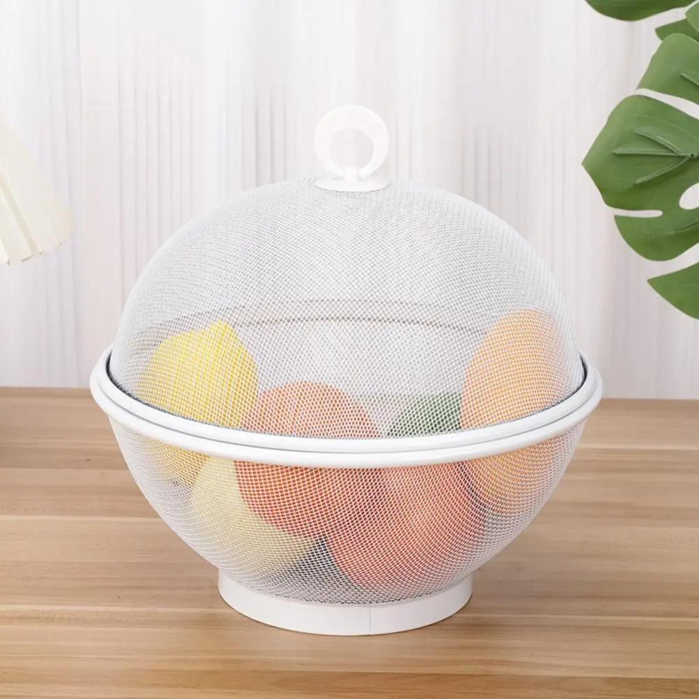 Iron Mesh Fruit Basket With Lid Vegetable Cover Multifunctional Kitchen Drain Basket  Summer