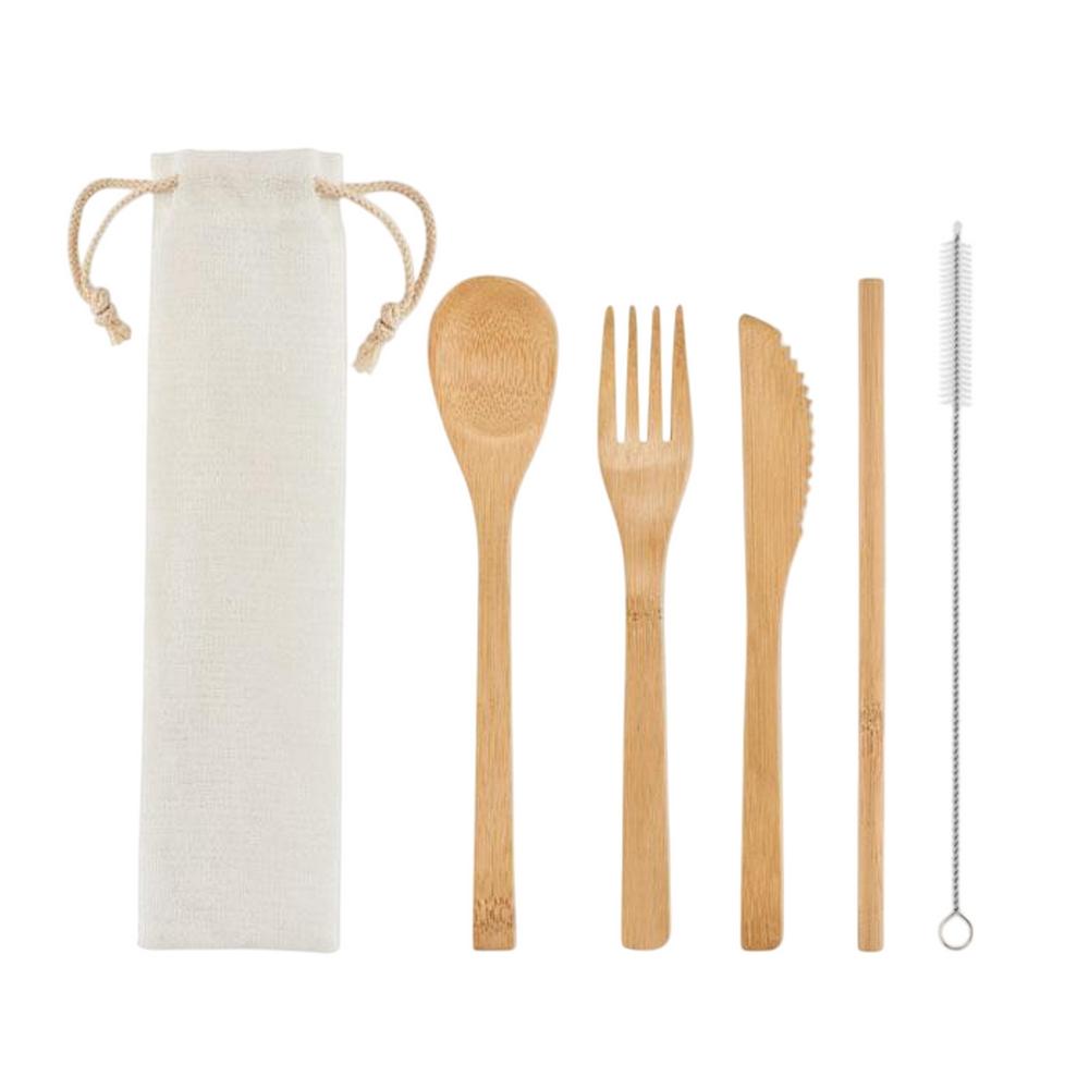 MidOcean Setstraw Bamboo Straw Cutlery Set (Pack of 5)