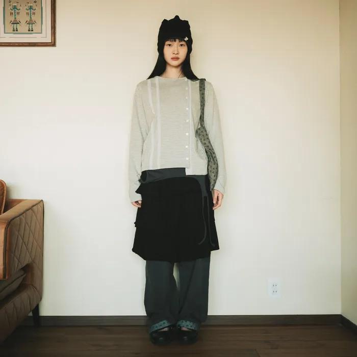 REVERSIBLE LAYERED BEANIE, CHARCOAL