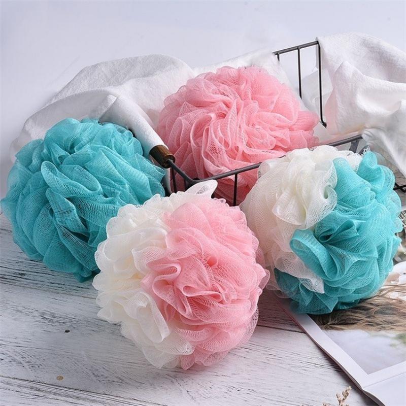 3 PCS Large Bi-Colour Shower Balls Colourful PE Soft Frosted Bubble Bath Flower