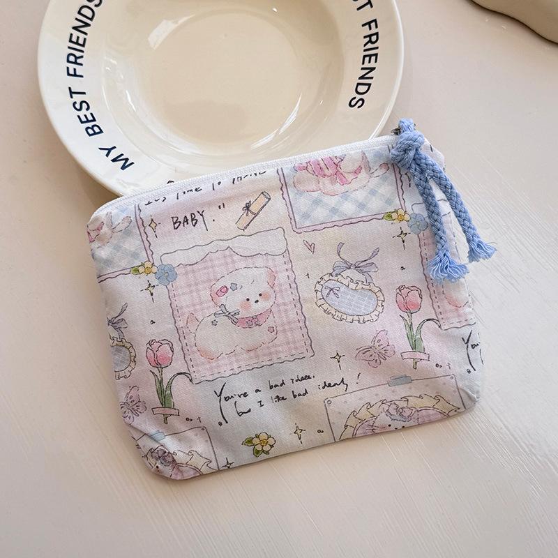 Mini-Baumwoll-Blumen-Organizer-Taschen für Damen, kleine Stoff-Kosmetik-Make-up-Tasche, kleine Geldbörse, Münzfach, Kinder-Kosmetiketui