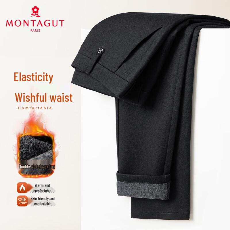 

MONTAGUT Men s Double-Sided Brushed Comfort Waist Casual Pants 3XL