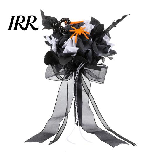 Artificial Halloween Flowers Wedding Bouquets for Bride And Bridesmaid, Gothic Bouquet, Black Rose Blooms Fake Bouquet Centerpiece, Party Dark Floral