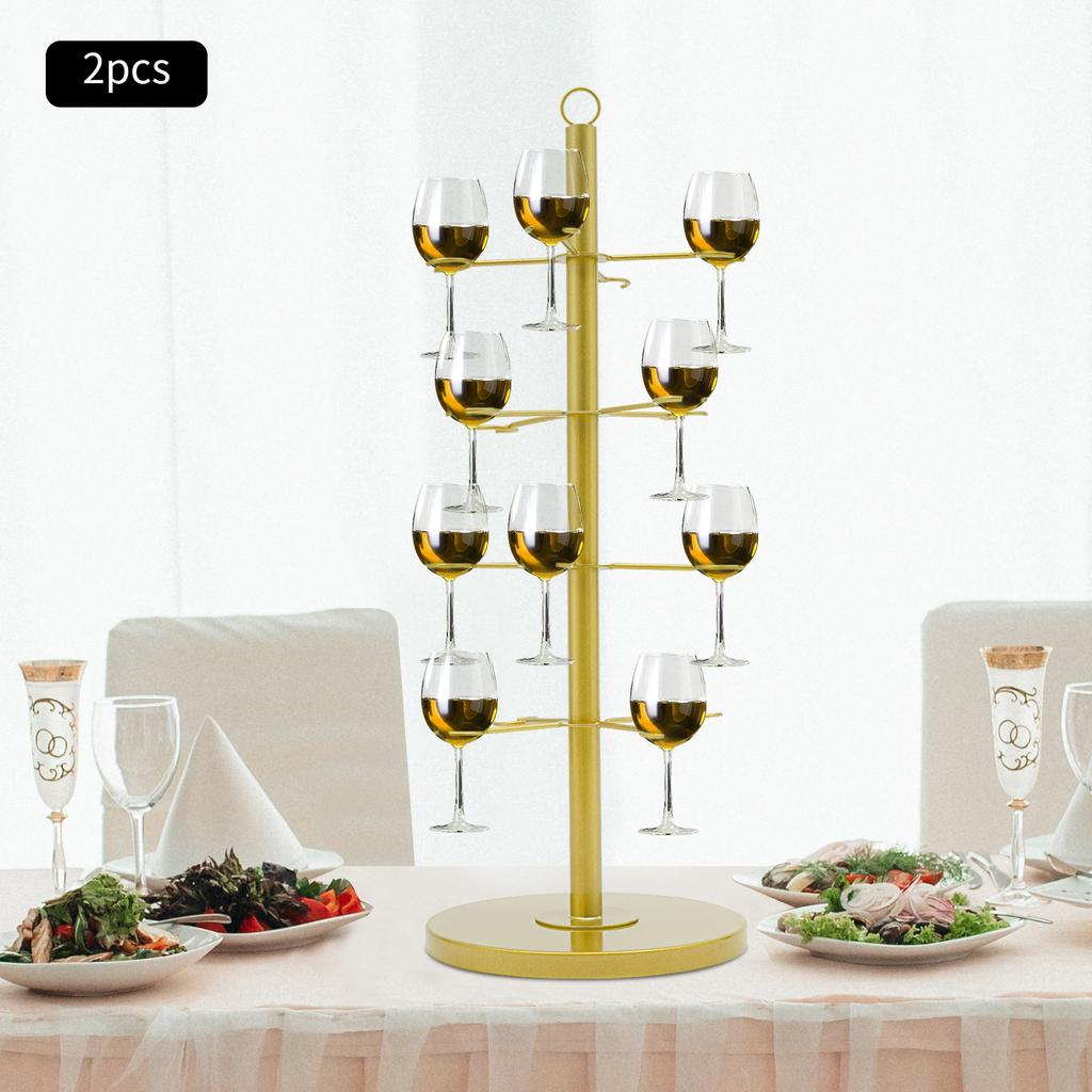 4-Tier Champagne Tower Stand, Gold Wine Glass Display Holder, Cocktail Tree Stand for Tabletop, Round Steel Frame, 10kg Capacity
