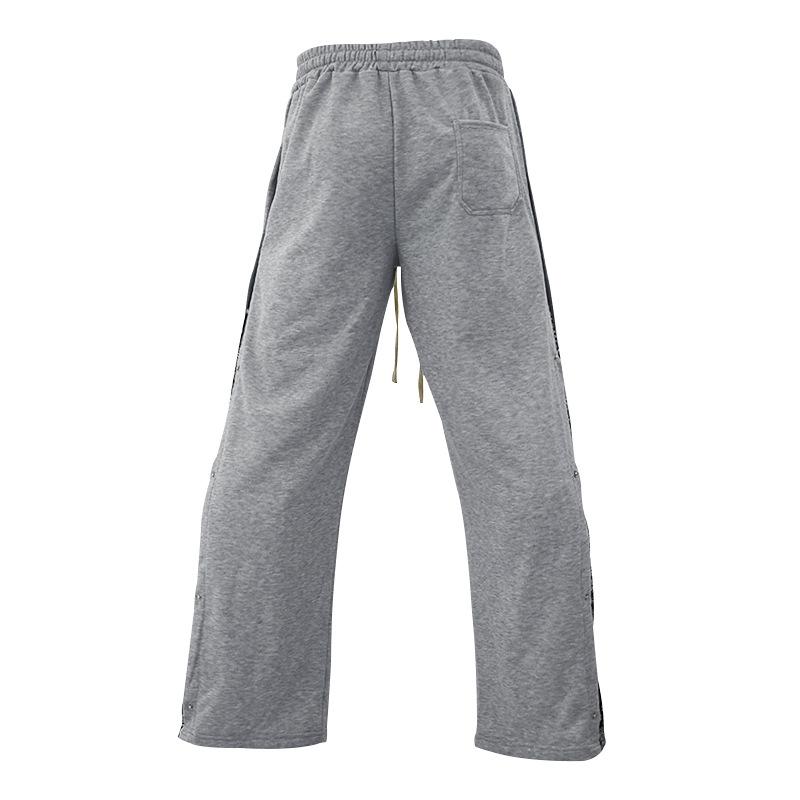 Frühling Herbst Elastische Taille Hip Hop Locker Lässig Weitbein Hose Herren Patchwork Brustleiste Gerade Hose Herren