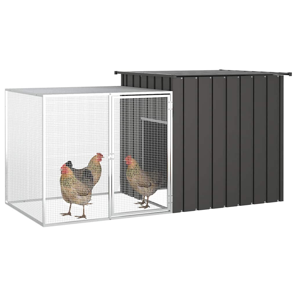 Vidaxl Chicken Coop, Anthracite, 200X91X100 Cm, Steel