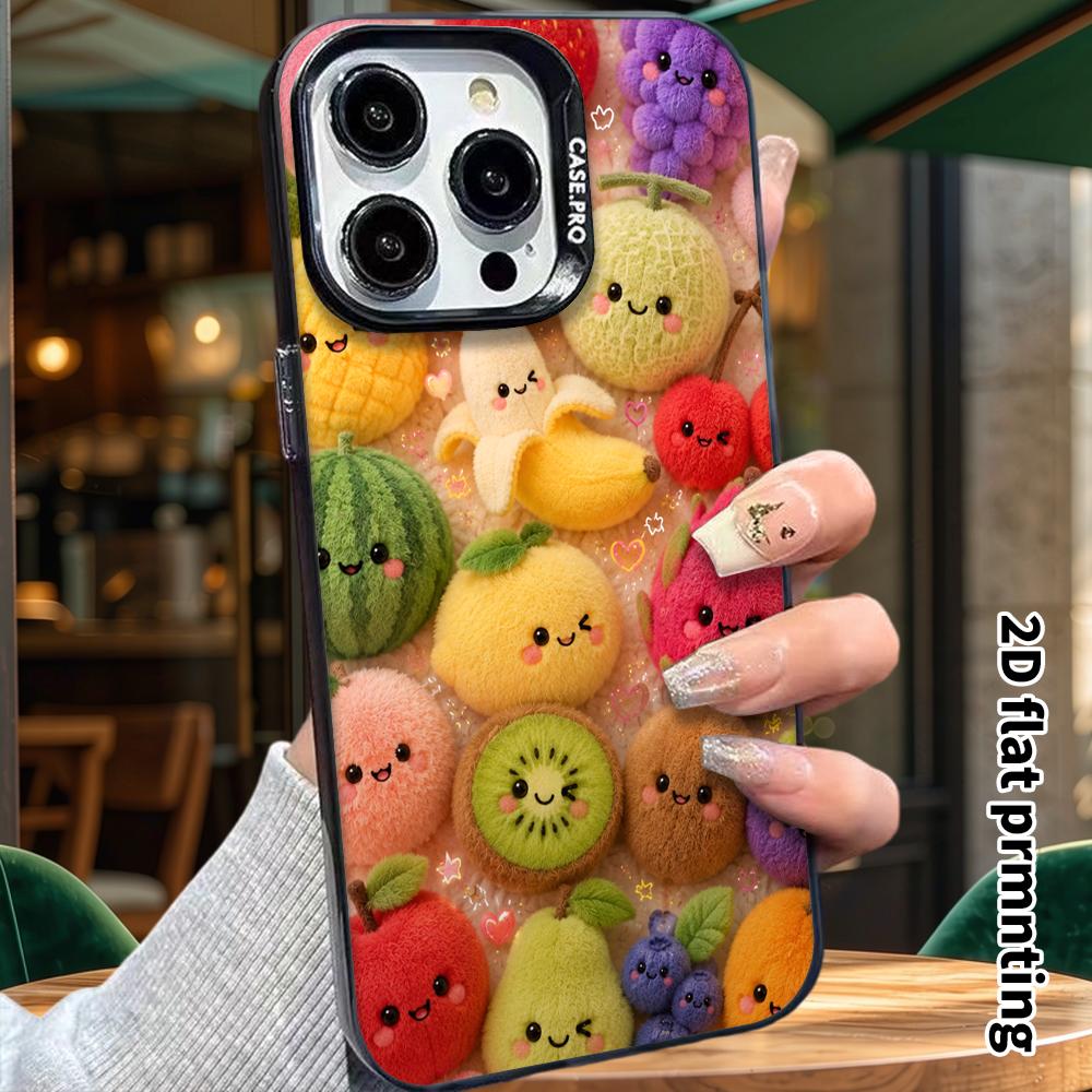 Phone case: 2D flat, suitable for iPhone 18 17 16 15 14 13 12 Pro protective case, fruit family, perfect Christmas and Halloween holiday gift