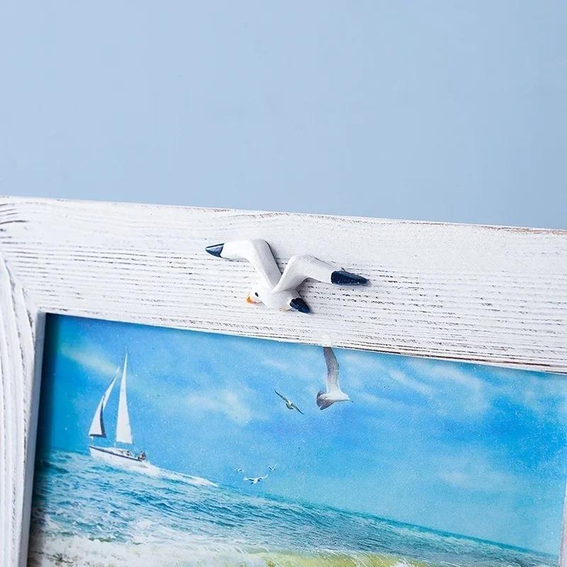 Hav Fotoramme Sommer Skjell Sjøfugl Tre Forsyning Middelhavs Personlighet Tre Bordramme Ornamenter Bilderamme
