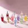 450ml Trinkbecher mit Strohhalm Transparent Auto Becher Trinkgeschirr Kaffeetasse Büro