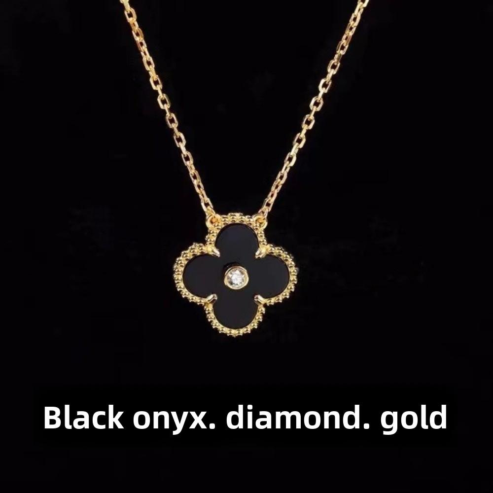 Kvinners Firkløver Halskjede Enkelt Blomst Hvit Perlemor Rød Agat Anheng Kragebenskjede