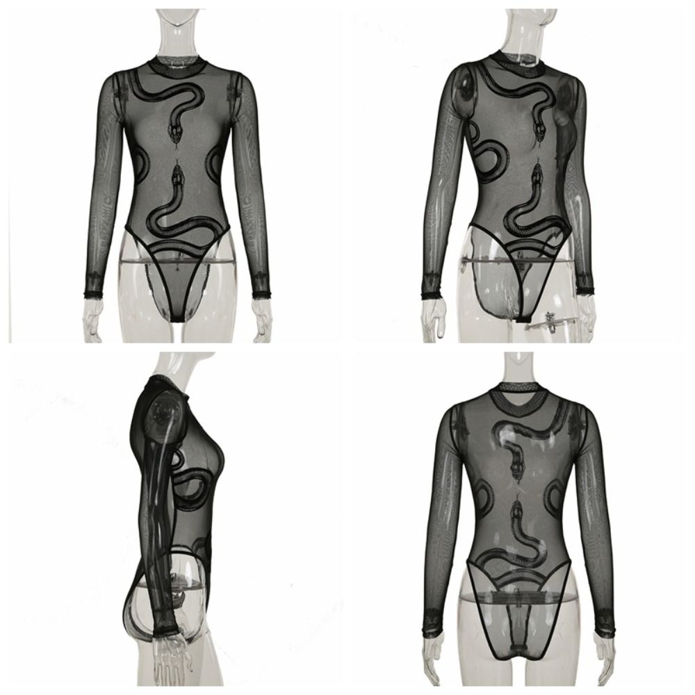 Body Intimo Rete Serpente Forma Sottile Senza Cuciture Vestibilità Aderente Patchwork per Donne Regali