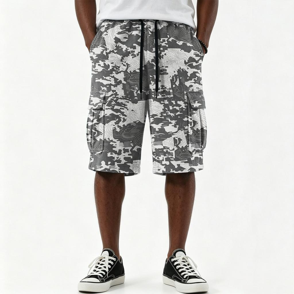 Men's Casual Print Drawstring Shorts with Pockets, 5 Inch Inseam