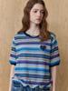MAXZA Multi-Stripe Round Neck Short Sleeve Knit T-Shirt