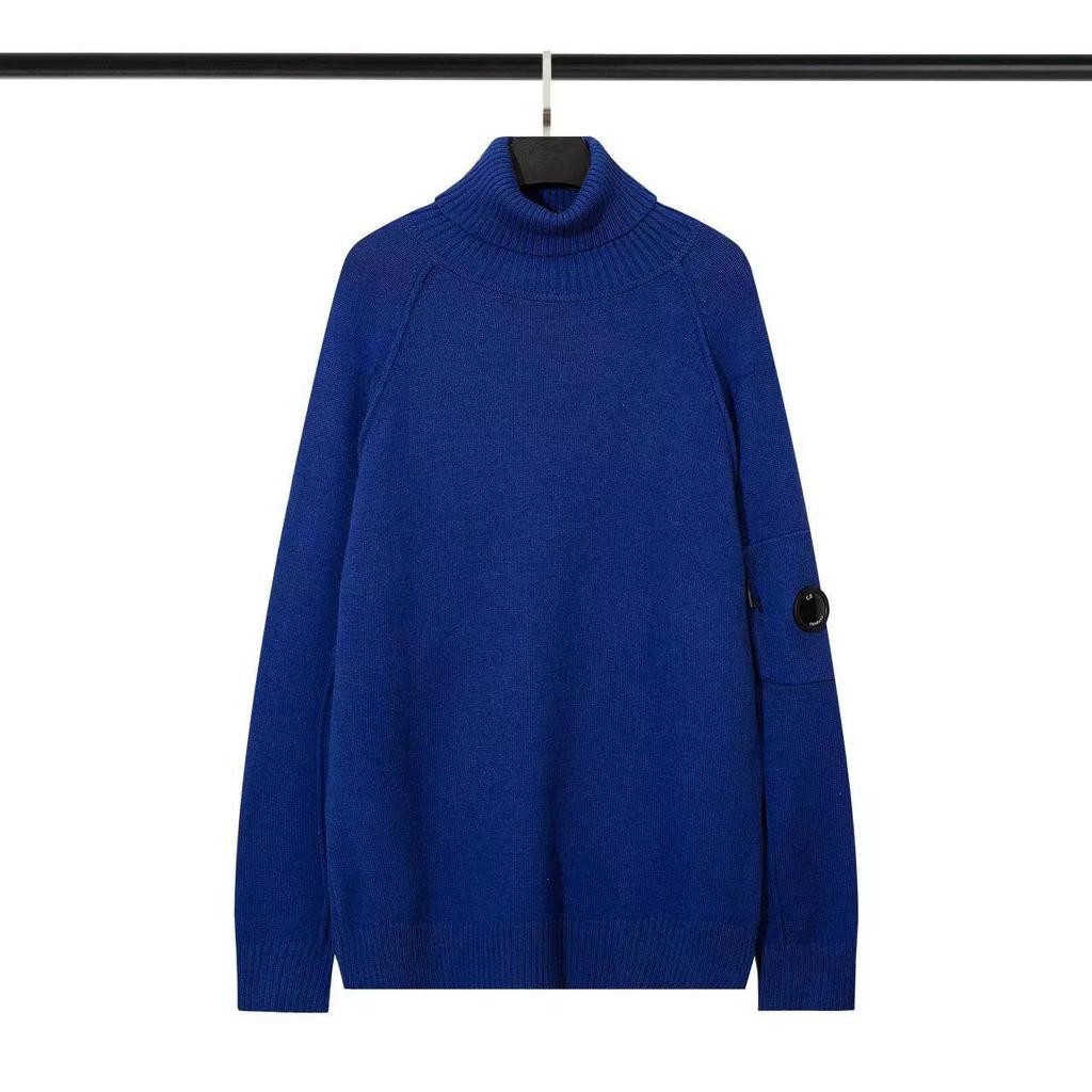 Europäische und Amerikanische C. P funktionelles Linsen-Abzeichen Strickpullover COMPANY Herbst und Winter CP vielseitig lässig einfarbig Rollkragenpullover