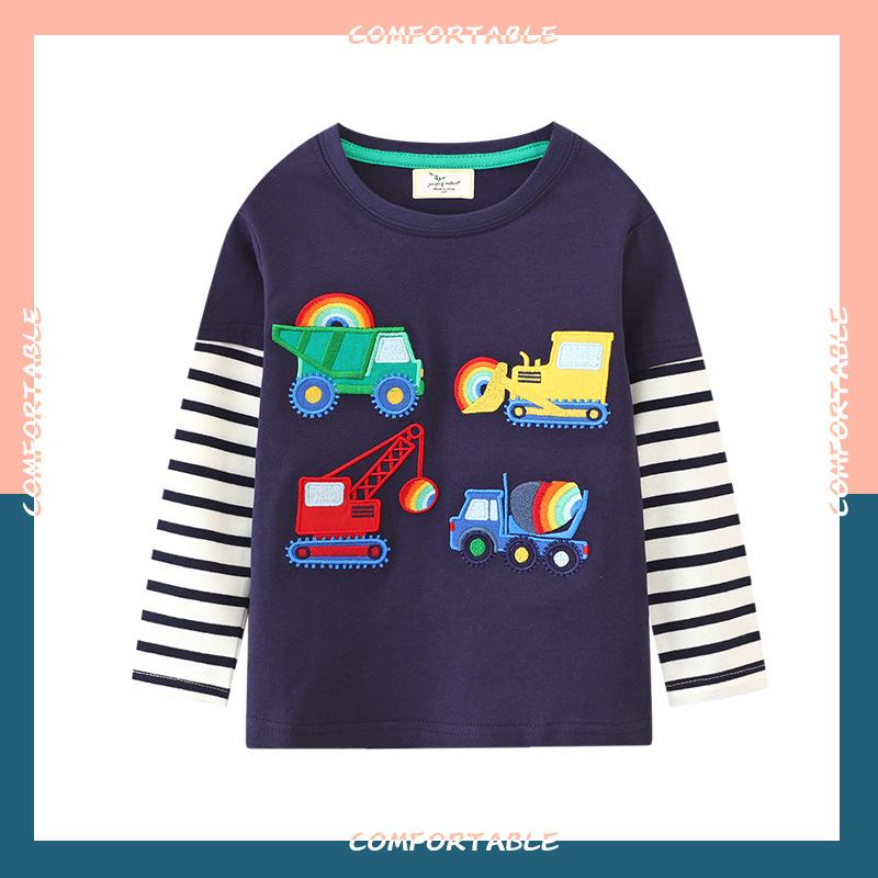 Striped Long-Sleeve Pure Cotton T-Shirt for Baby Boys - Autumn Style