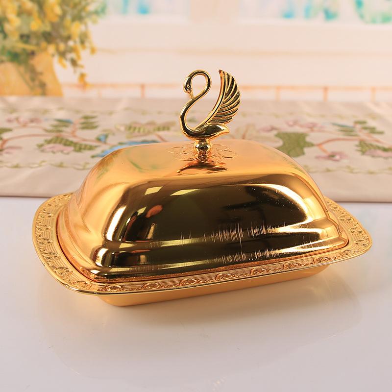 

Metal Fruit Plate Butter Box with Lid Dessert Plate Butter Dish Snack Bowl Fruit Plates Salad Bowl Candy Plates Cake Tray золотой