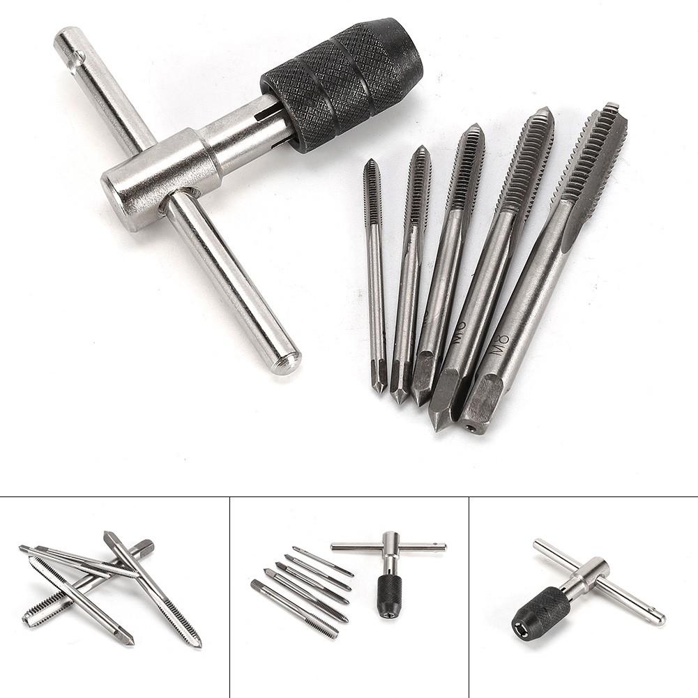 6PCS/Set Tap Drill Wrench Metric Screw Taps Ratchet Tap Wrench Tapping