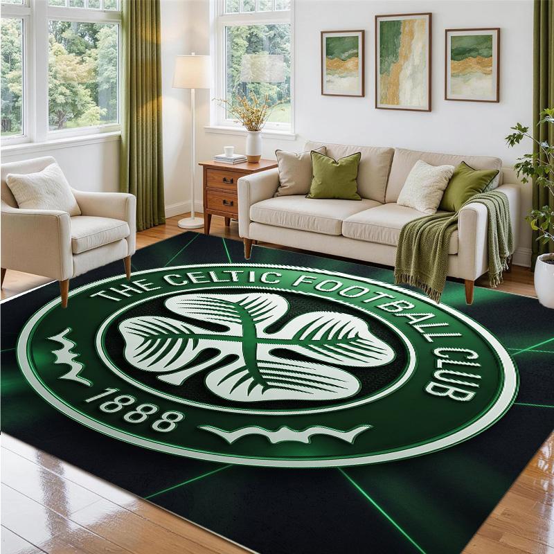Celtic FC Design Crystal Velvet Rug Soft Decorative Mat for Bedroom Entrance
