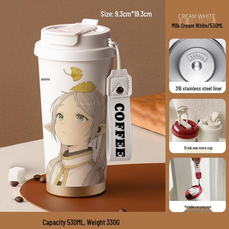 Frieren: Izolovaný hrnek s motivem Beyond Journey's End - Vysoká hodnota, Přenosný studentský hrnek na kávu a vodu