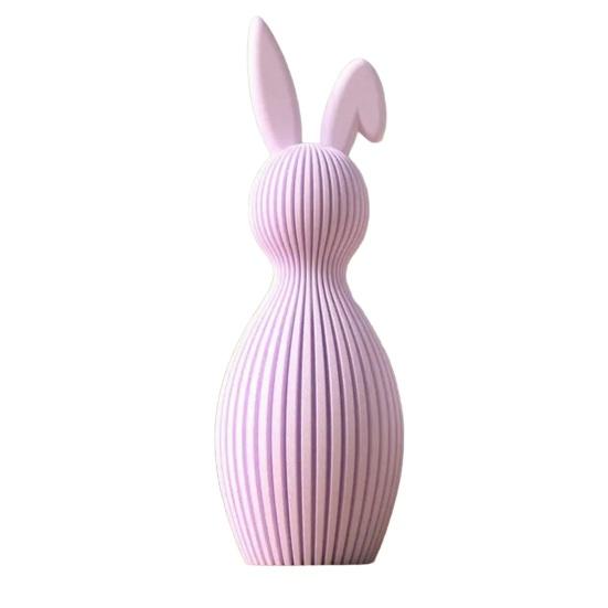 

Bunny Figurine 3D Printed Ribbed Texture Rabbit Statue with Folded Ear Design for Home Tabletop Bookshelf Decoration розовый