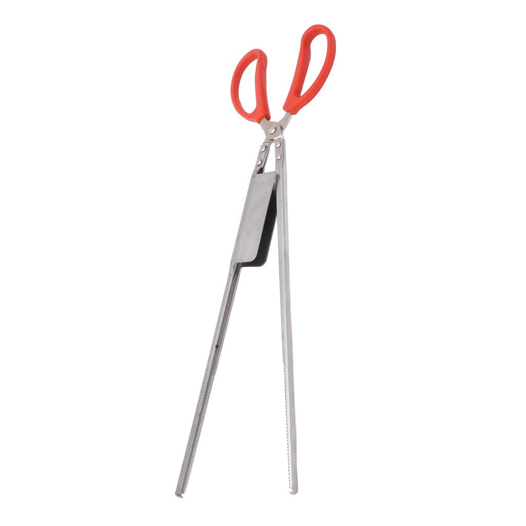Crab Tongs Stainless Steel Plastic Handles 51cm Length Slot Tip Design Thicken Heat Resistant