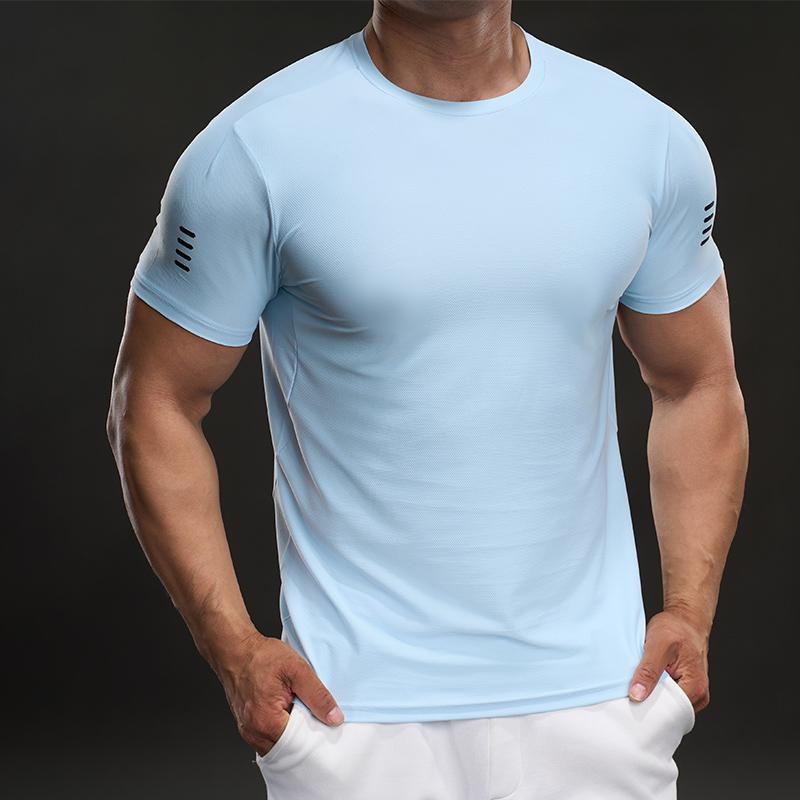Wygodna Sportowa i Casualowa Stylizacja Modny Dopasowany Elastyczny Fitness Outdoorowy T-shirt z Krótkim Rękawem