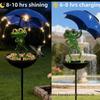 Wrought Iron Frog Bird Feeder with Solar Lamp & Umbrella Stand