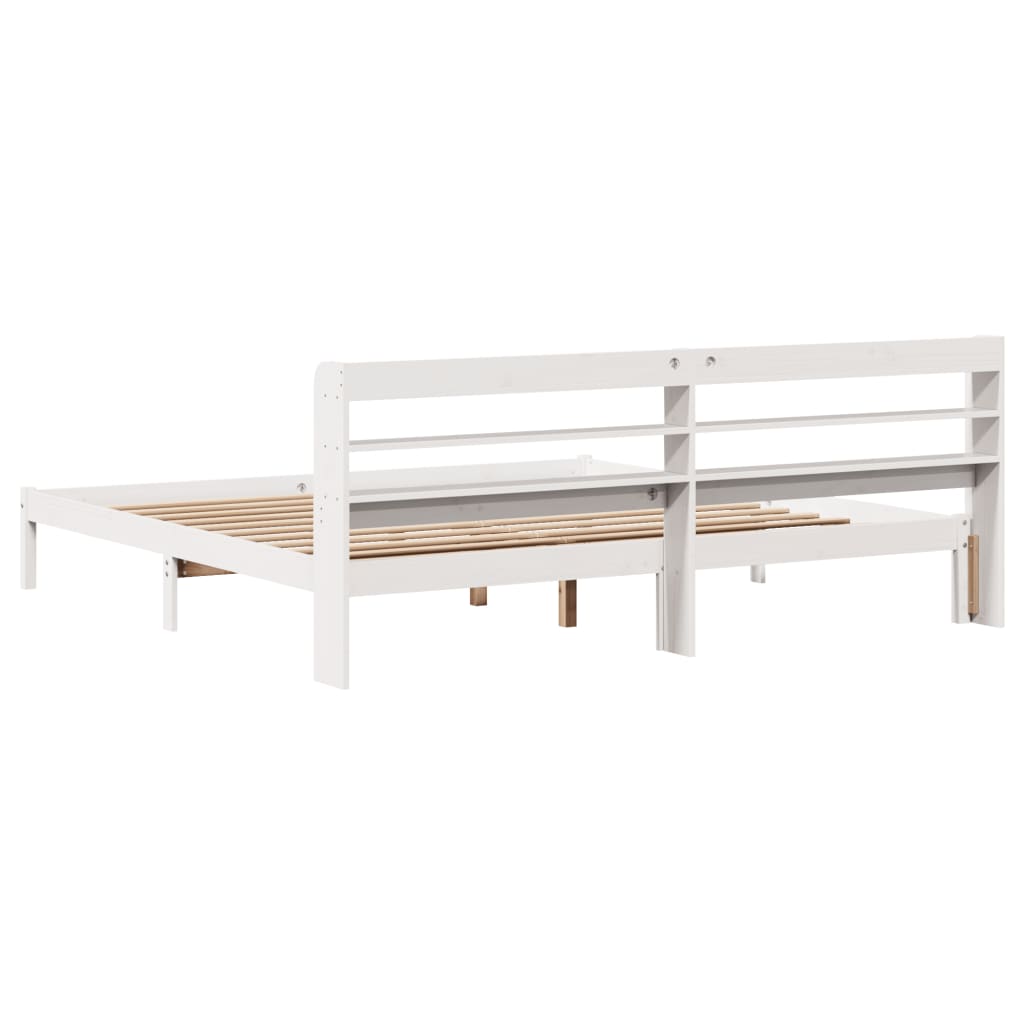 Solid Wood Bed without Mattress White 200x200 cm Pine Wood